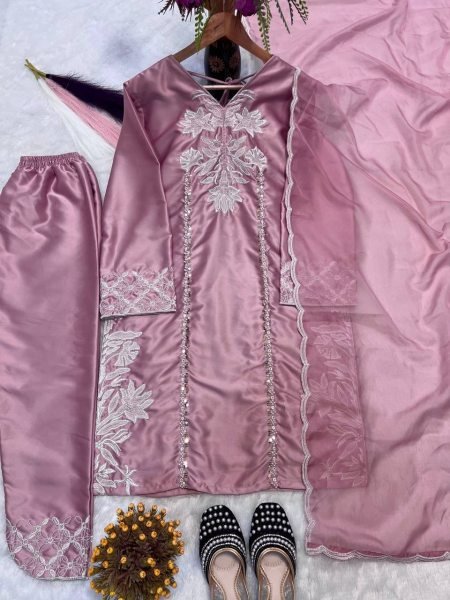 Regal Muave Crepe Silk Farshi Salwar Set with Heavy Coding Sequin Work for Party Wear Ready To Wear Collection
