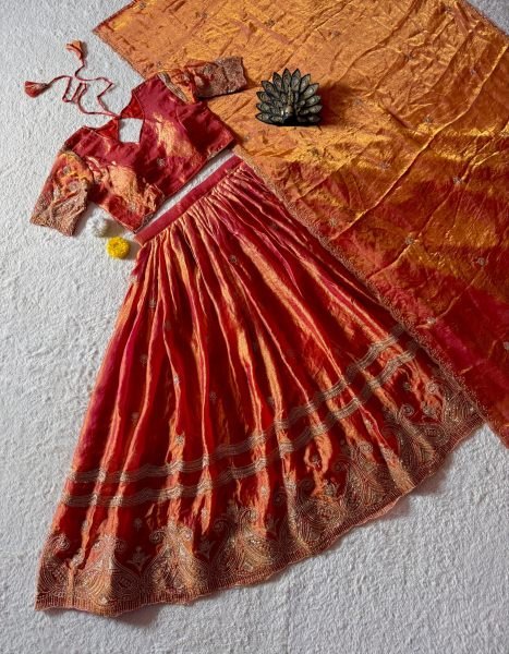 Regal Orange Fully Stitched Space Silk Lehenga Choli Set for Women at Royal Export Manufacturer  Designer Lehenga Choli