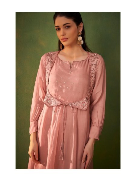 Regal Peach Premium Pure Organza Suit Set with Organza Dupatta Embroidery Suits Wholesale