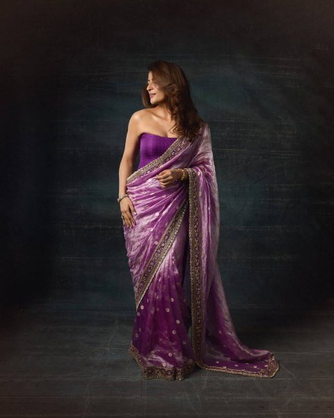 Regal Purple Mocha Silk Saree with Sequins Cording Work and Jacquard Silk Blouse Silk Sarees Wholesale