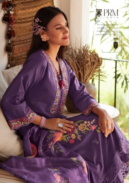 Regal Purple Viviana Cotton Kurti Pant Set for Festive and Casual Summer Collection Pakistani Suits Wholesale