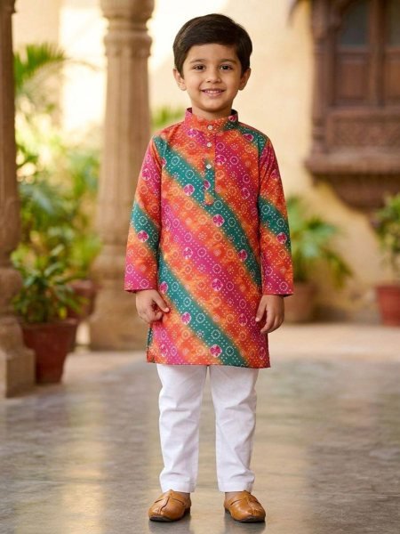 Regal Three Color Mix Stylish Printed Kurta Set for Kids at Best Price Mens Wear