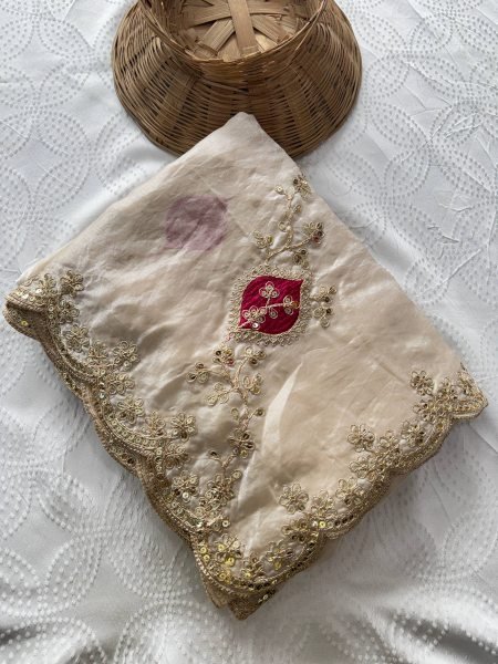 Regal White Fendy Satin Silk Saree with Heavy Embroidery and Cutwork Border Silk Sarees Wholesale