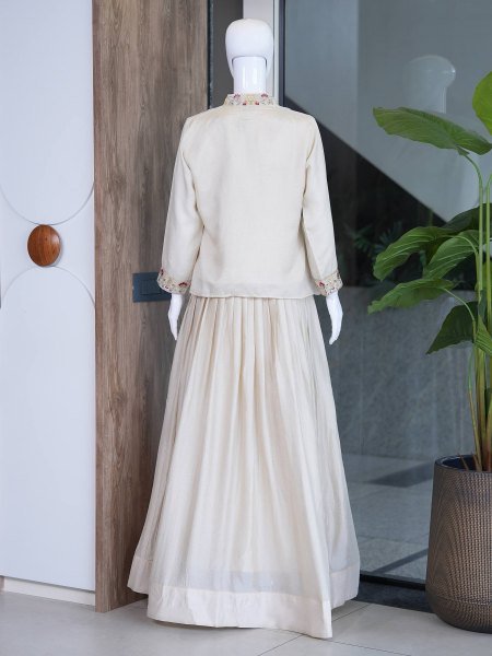 Regal White Ready to Wear Zazu Silk Lehenga with Embroidered Jacket And Blouse Designer Lehenga Choli