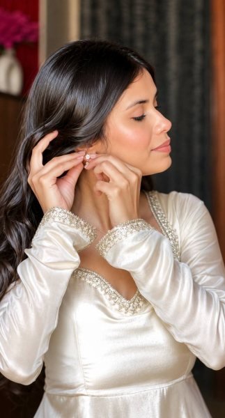 Regal White Upada Silk Long Gown with Matching Pant and Embroidered Dupatta For Diwali Festival Ready To Wear Collection