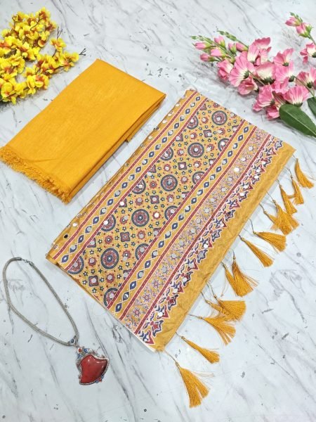 Regal Yellow Latest Chinon Silk Saree with Real Mirror Work and Printed Pallu at Wholesale Silk Sarees Wholesale