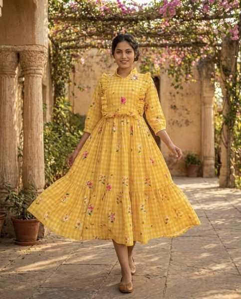 Regal Yellow Summer Ready Muslin Silk Kurti with Comfortable Fit Western Ladies Top Wholesale