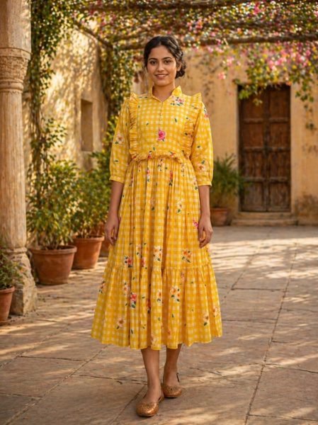 Regal Yellow Summer Ready Muslin Silk Kurti with Comfortable Fit Western Ladies Top Wholesale