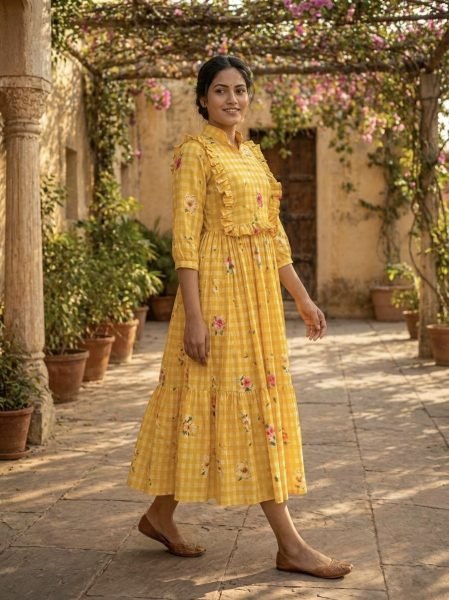 Regal Yellow Summer Ready Muslin Silk Kurti with Comfortable Fit Western Ladies Top Wholesale