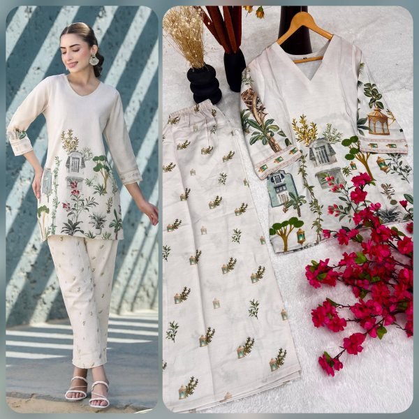 Relaxed Reyon Cotton Co Ord Set with Printed Top   Pant for Casual   Office Look Kurti With Bottom Wholesale