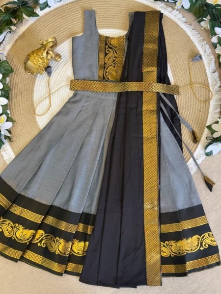 Remarkable Black Silk Lehenga Choli Set with Dupatta for Wedding Wear Girls Wear