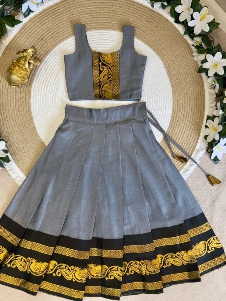 Remarkable Black Silk Lehenga Choli Set with Dupatta for Wedding Wear Girls Wear