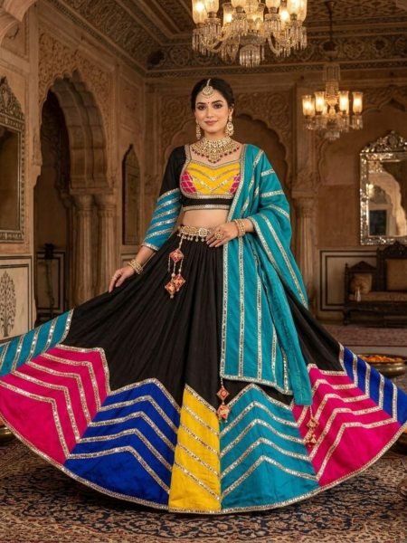 Remarkable Black Heavy Flare Cotton Lehenga with Sequence Dupatta for Women  Lehenga