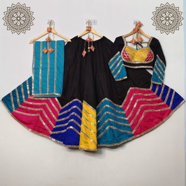Remarkable Black Heavy Flare Cotton Lehenga with Sequence Dupatta for Women Navratri Lehnega Choli