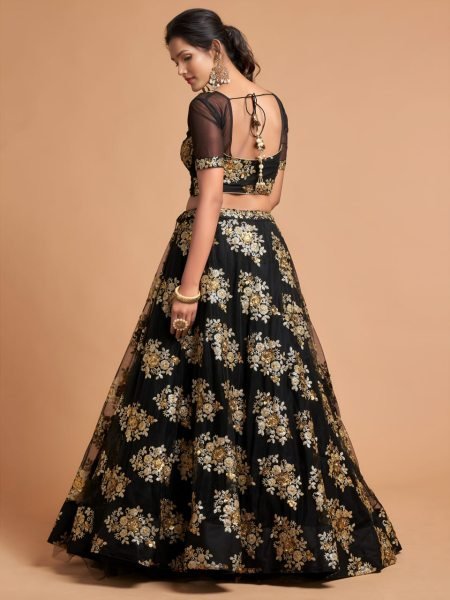 Remarkable Black Soft Net Bridal Lehenga with Zari Sequins Work Designer Lehenga Choli