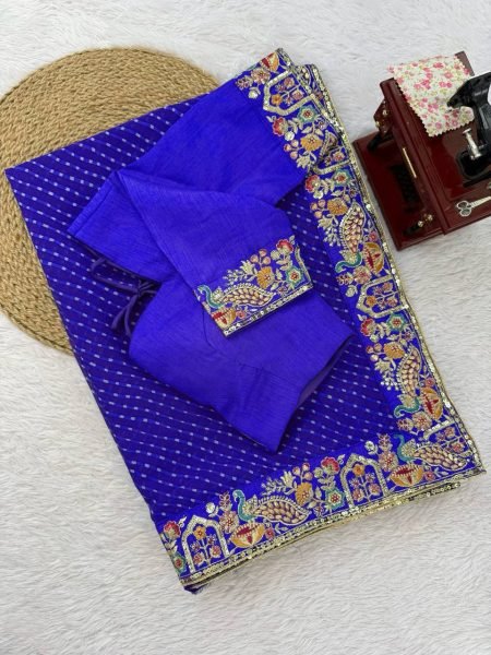 Remarkable Blue Bandhani Saree with Heavy Blouse for Party Wear at Best Price Silk Sarees Wholesale