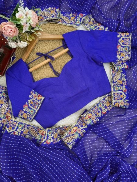 Remarkable Blue Bandhani Saree with Heavy Blouse for Party Wear at Best Price Silk Sarees Wholesale
