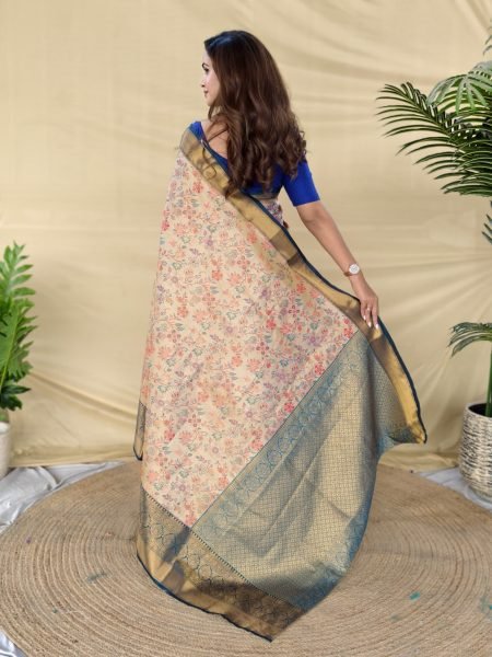 Remarkable Blue Kanchipuram Silk Saree with Golden Zari Weaving and Rich Pallu Silk Sarees Wholesale
