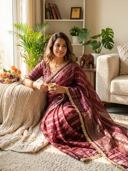 Remarkable Maroon Soft Tissue Silk Saree with Running Blouse for Festive and Wedding Wear Silk Sarees Wholesale