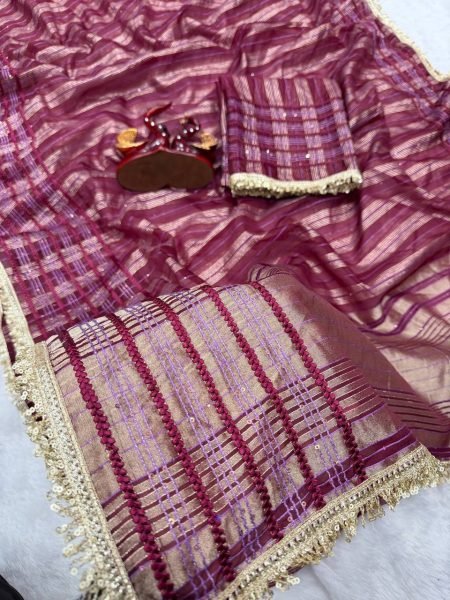 Remarkable Maroon Soft Tissue Silk Saree with Running Blouse for Festive and Wedding Wear Silk Sarees Wholesale