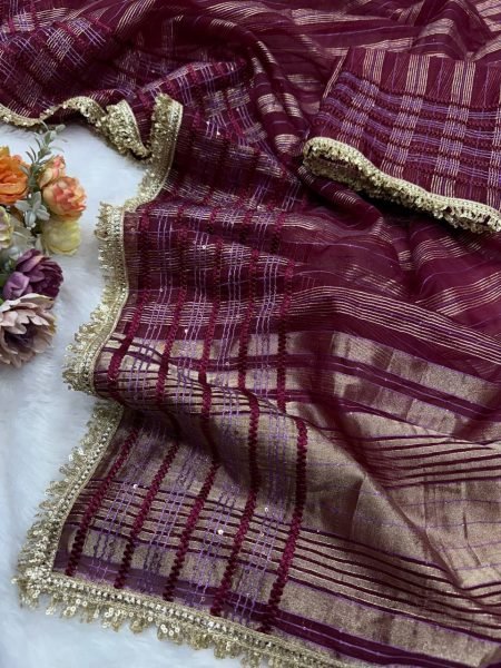 Remarkable Maroon Soft Tissue Silk Saree with Running Blouse for Festive and Wedding Wear Silk Sarees Wholesale