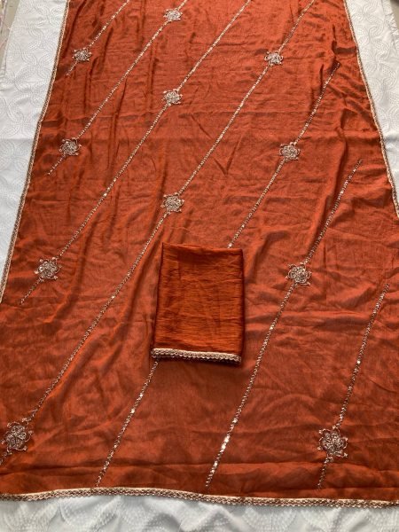 Remarkable Orange Crush Silk Saree with Heavy Plain Blouse at Factory Price Silk Sarees Wholesale