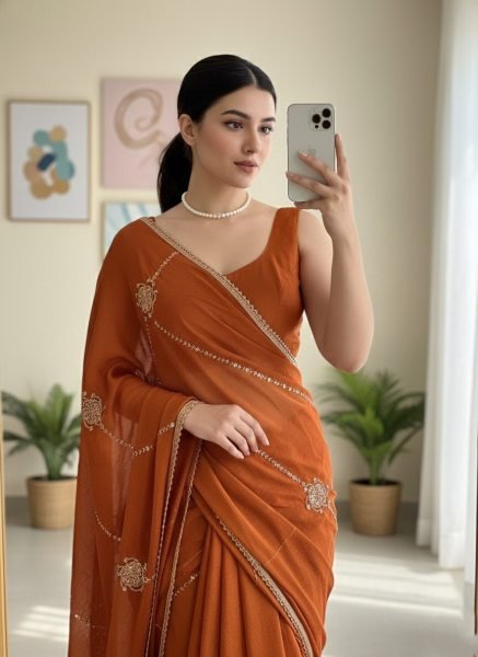 Remarkable Orange Crush Silk Saree with Heavy Plain Blouse at Factory Price Silk Sarees Wholesale