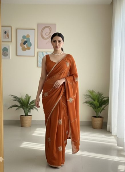 Remarkable Orange Crush Silk Saree with Heavy Plain Blouse at Factory Price Silk Sarees Wholesale