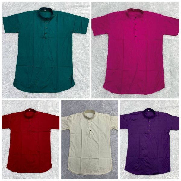 Remarkable Rani pink Half Sleeve Silk Kurta for Men Lightweight Daily Wear Mens Short Kurta