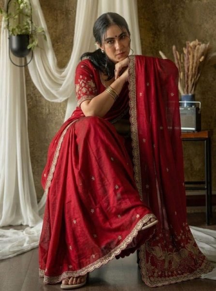 Remarkable Red Designer Rangoli Silk Saree with All Over Embroidery Work at Wholesale Rate Silk Sarees Wholesale