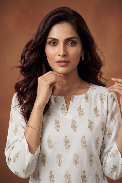 Remarkable White Rayon Foil Printed Top With Pant for Women Tunics kurti