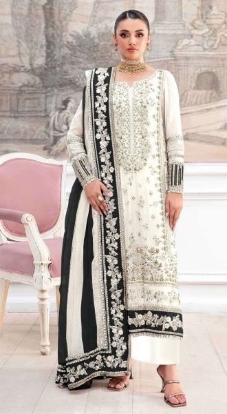 Resham And Sequins Work Off White Salwar Kameez For Party Wear Pakistani Suits Wholesale