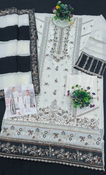 Resham And Sequins Work Off White Salwar Kameez For Party Wear Pakistani Suits Wholesale