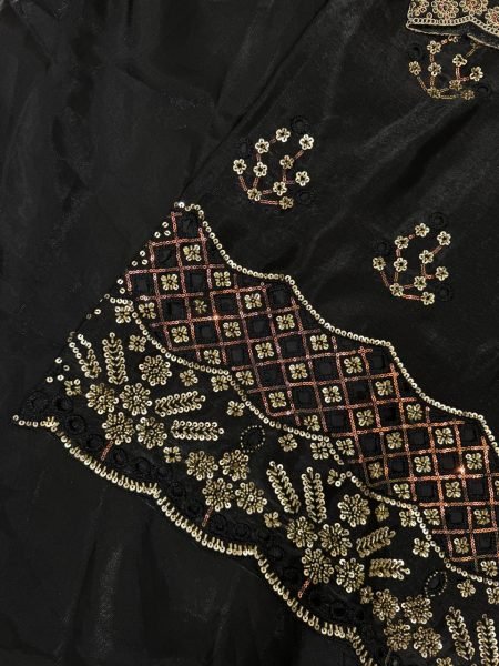 Revolutionary Black Burbury Kurti with Beads Embroidery and Full Flair Palazzo for Festival Ready To Wear Collection