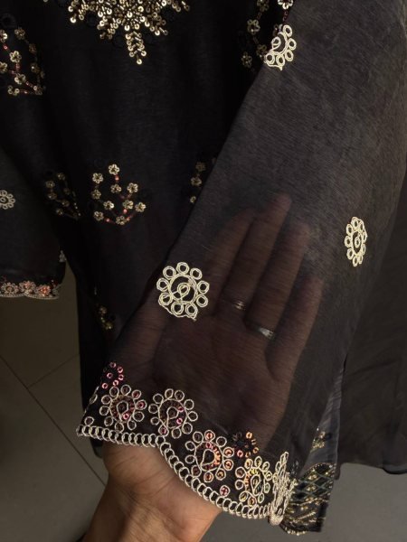 Revolutionary Black Burbury Kurti with Beads Embroidery and Full Flair Palazzo for Festival Ready To Wear Collection