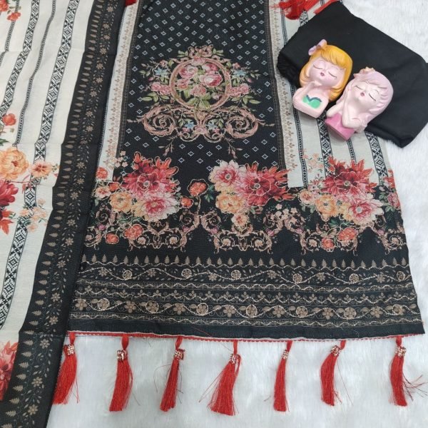 Revolutionary Black White Seemer Kurti Set with Mirror Golden Thread Embroidery Work Printed Kurtis