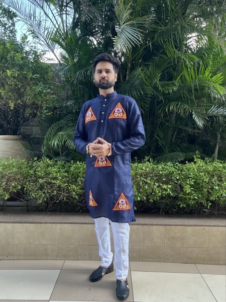 Revolutionary Blue Navratri Designer Cotton Kurta Pajama Set with Kutchi Patch and Lace Work Kurta Pajama Wholesale