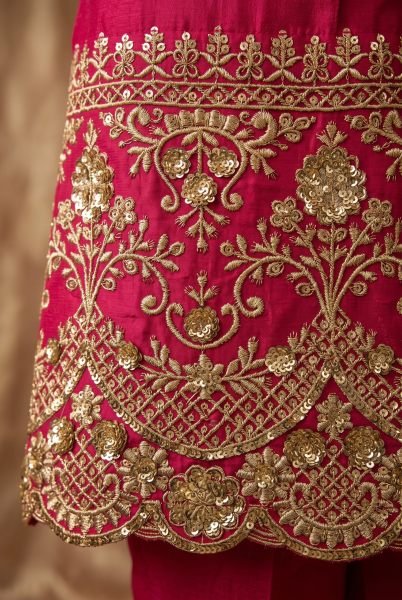 Revolutionary Hot Pink Premium Silk 3 Piece Suit Set with Rich Embroidered Work and Designer Dupatta Anarakali Gown Wholesale