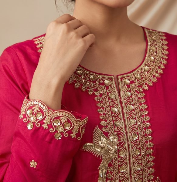 Revolutionary Hot Pink Premium Silk 3 Piece Suit Set with Rich Embroidered Work and Designer Dupatta Anarakali Gown Wholesale