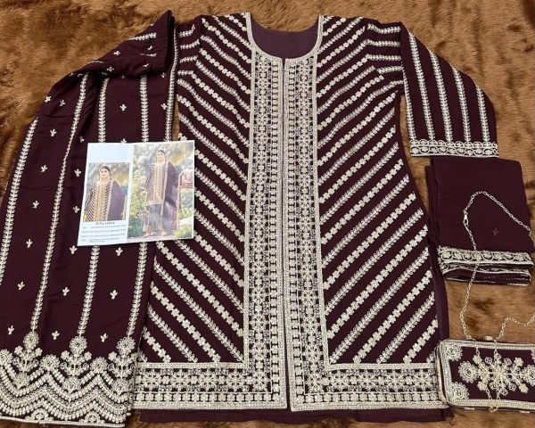 Revolutionary Maroon Georgette Sequins Embroidery Suit Set for Wedding Functions Designer Plazzo Salwar Suits Wholesale