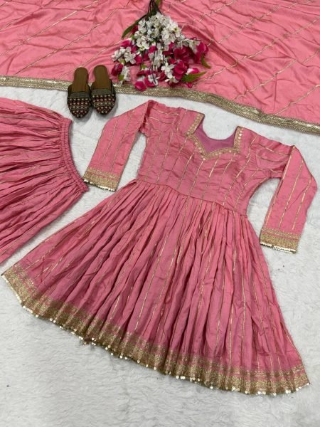 Revolutionary Pink CP Vichitra Silk Sharara Suit with Heavy Sequence Embroidery Work Ready To Wear Collection