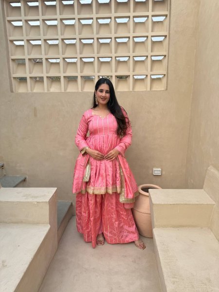 Revolutionary Pink CP Vichitra Silk Sharara Suit with Heavy Sequence Embroidery Work Ready To Wear Collection