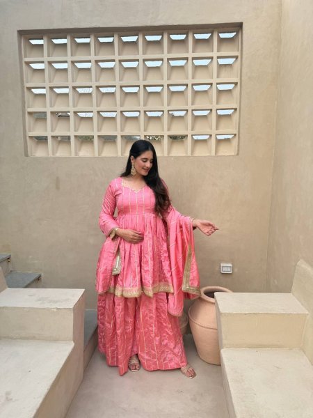 Revolutionary Pink CP Vichitra Silk Sharara Suit with Heavy Sequence Embroidery Work Ready To Wear Collection