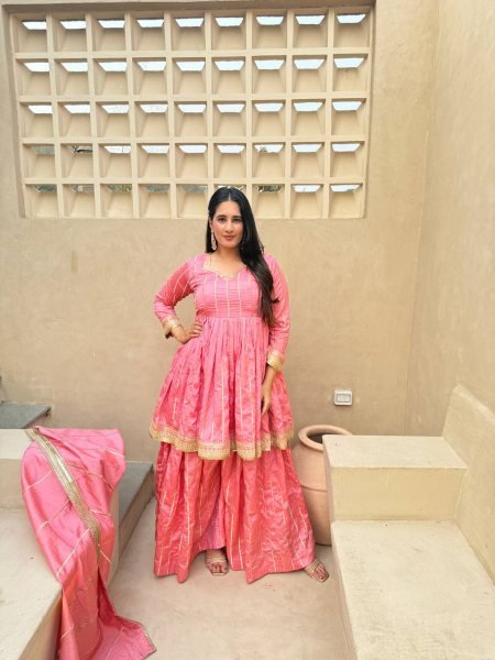 Revolutionary Pink CP Vichitra Silk Sharara Suit with Heavy Sequence Embroidery Work Ready To Wear Collection
