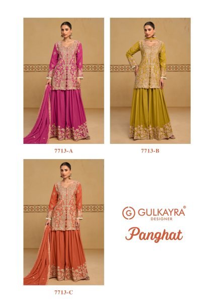 Revolutionary Pink Designer Chinon Embroidered Three Piece Suit Set at Manufacturer  Designer Plazzo Salwar Suits Wholesale