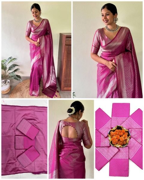 Revolutionary Pink Soft Lichi Silk Saree with Rich Pallu at Manufacturer Rate Silk Sarees Wholesale