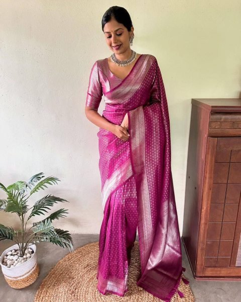 Revolutionary Pink Soft Lichi Silk Saree with Rich Pallu at Manufacturer Rate Silk Sarees Wholesale