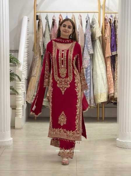 Revolutionary Rani Pink Georgette Kurti With Embroidery Lace Border In Dupatta Ready To Wear Collection