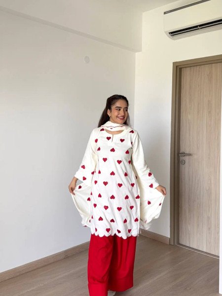 Revolutionary White Pure Natural Crepe Salwar Suit with Embroidery And Cutwork For Office Wear  Ready To Wear Collection