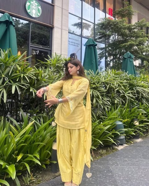 Revolutionary Yellow Mal Chanderi Cotton Farshi Salwar Set with Embroidery Work Ready To Wear Collection